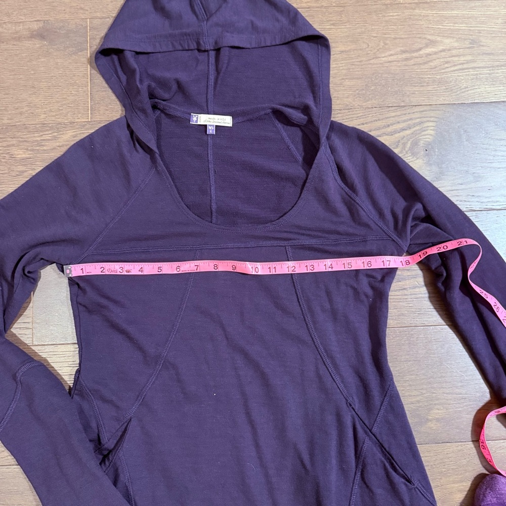 Ibex Wool Hooded Dress with Pockets and Thumbholes Sz Large Purple - Picture 6 of 10